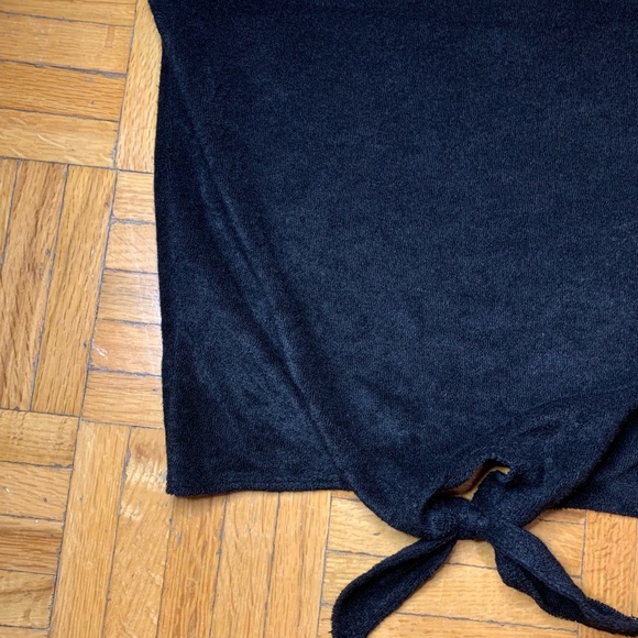 NEW! FAUX VELVET STYLE FRONT TIE TUBE TOP SLEEVELESS CROP PARTY TOP SHIRT - Picture 2 of 8